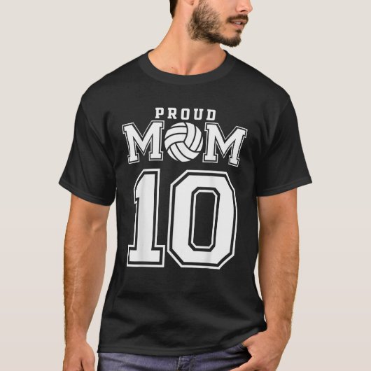 Custom Proud Volleyball Mom Number 10 Personalized T-Shirt (Vorderseite)