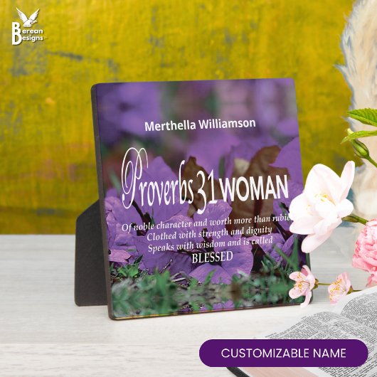 Custom PROVERBS 31 FRAU Inspirational Floral Fotoplatte