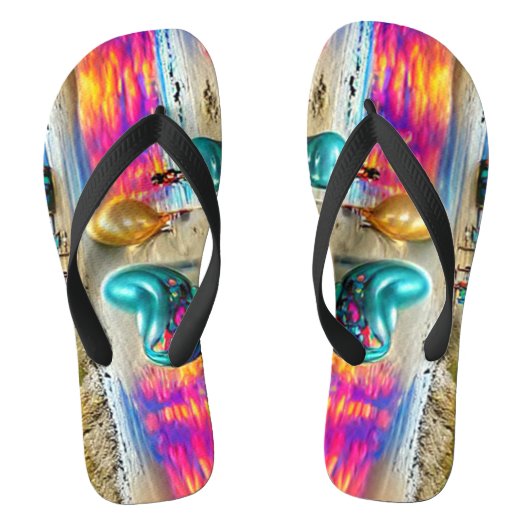 Custom Psychedelic Balloons farbenfrohe Dreh Flops Badesandalen (Fußbett)
