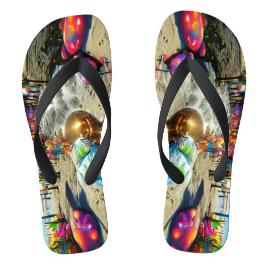 Custom Psychedelic Balloons farbige Flip Flops Badesandalen (Fußbett)