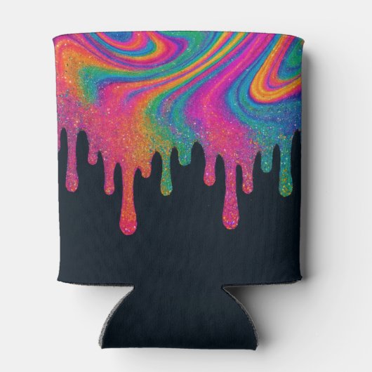 Custom Psychedelic Neon Glitzer Tropfen Cooler Dosenkühler (Rückseite)