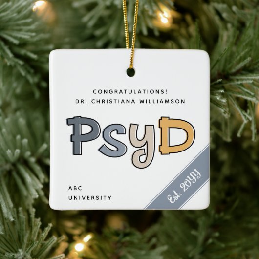 Custom PsyD Doctor of Psychology Psychologist Keramikornament (Baum)