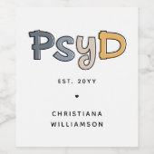 Custom PsyD Doctor of Psychology Psychologist Weinetikett (Einzelnes Label)