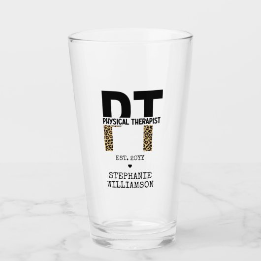 Custom PT Physiotherapeut Cheetah Print Glas (Vorderseite)
