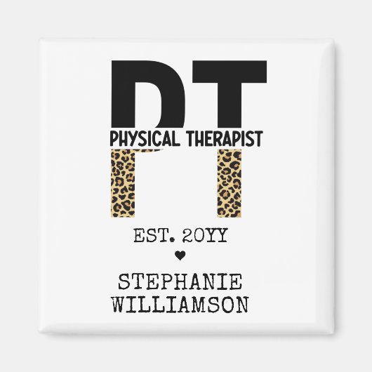 Custom PT Physiotherapeut Cheetah Print Magnet (Vorne)