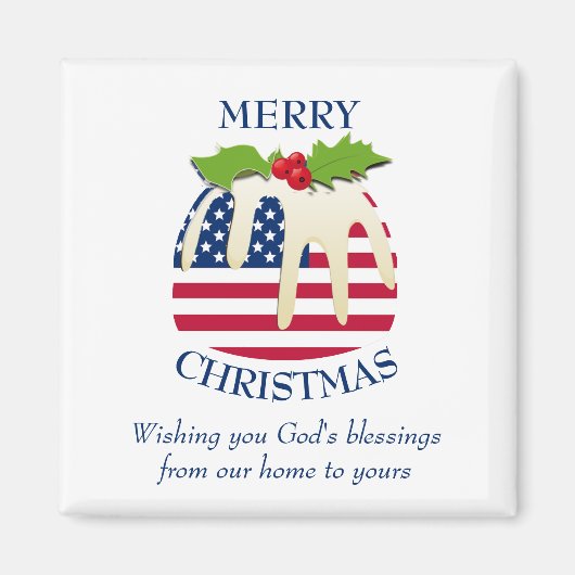 Custom Pudding mit Patriotic USA FLAG Weihnachten Magnet (Vorne)