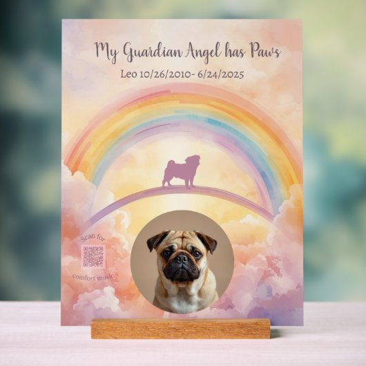 Custom Pug Memorial Acrylic Sign – Add Name, Dates Acrylschild (Neutral)