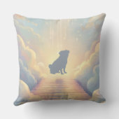 Custom Pug Memorial Pillow – Blue Rainbow Bridge Kissen (Rückseite)