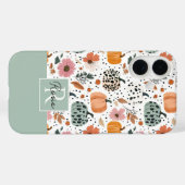 Custom Pumpkin and Flowers Fall Pattern  Case-Mate iPhone Hülle (Rückseite (Horizontal))