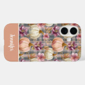 Custom Pumpkin and Flowers plaid  pattern  Case-Mate iPhone Hülle (Rückseite (Horizontal))