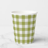 Custom Pumpkin Blätter Green Gingham Pattern Pappbecher (Rückseite)
