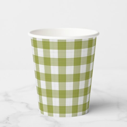 Custom Pumpkin Blätter Green Gingham Pattern Pappbecher (Rückseite)