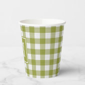Custom Pumpkin Blätter Green Gingham Pattern Pappbecher (Links)
