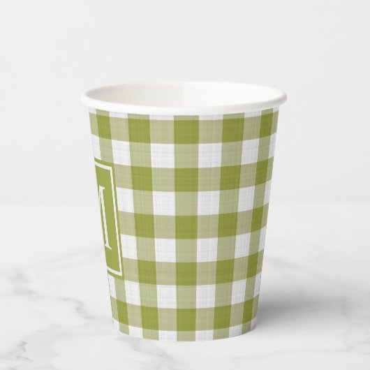 Custom Pumpkin Blätter Green Gingham Pattern Pappbecher (Links)