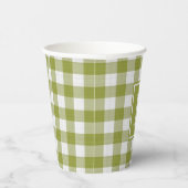Custom Pumpkin Blätter Green Gingham Pattern Pappbecher (Rechts)