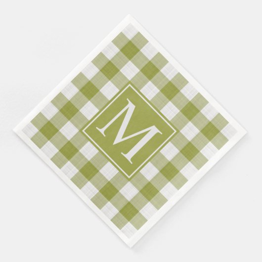 Custom Pumpkin Blätter Green Gingham Pattern Serviette (Ecke)
