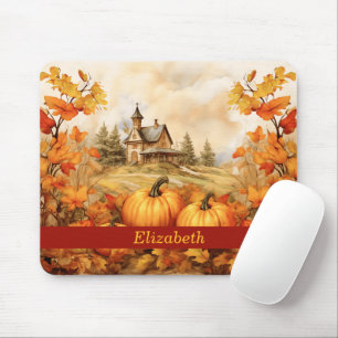 Custom Pumpkin Fall Leaf Church Erntedank Mousepad