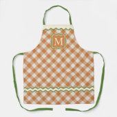 Custom Pumpkin Fall Orange Green Ivory Gingham Schürze (Vorderseite)