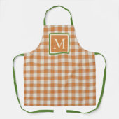 Custom Pumpkin Fall Orange Green Ivory Gingham Schürze (Vorderseite)