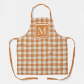 Custom Pumpkin Fall Orange Ivory Gingham Pattern Schürze (Vorderseite)