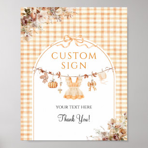 Custom Pumpkin Girl Modern Fall Baby Dusche Poster
