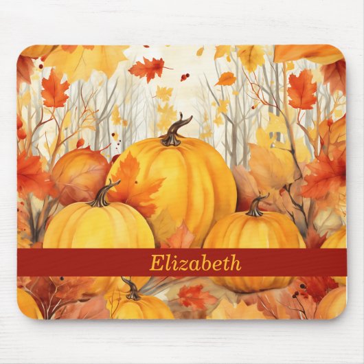 Custom Pumpkin Mapselleaf Herbst Erntedank Mousepad (Vorne)