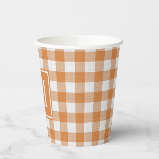 Custom Pumpkin Orange Gingham Pattern Pappbecher (Links)