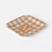 Custom Pumpkin Orange Gingham Pattern Pappteller (Gewinkelt)