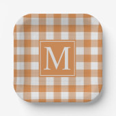 Custom Pumpkin Orange Gingham Pattern Pappteller (Vorderseite)