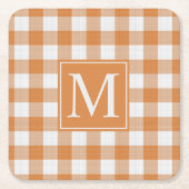 Custom Pumpkin Orange Gingham Pattern Rechteckiger Pappuntersetzer (Vorderseite)