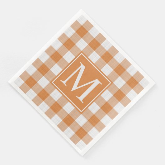Custom Pumpkin Orange Gingham Pattern Serviette (Ecke)