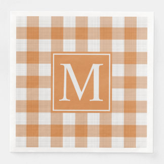 Custom Pumpkin Orange Gingham Pattern Serviette
