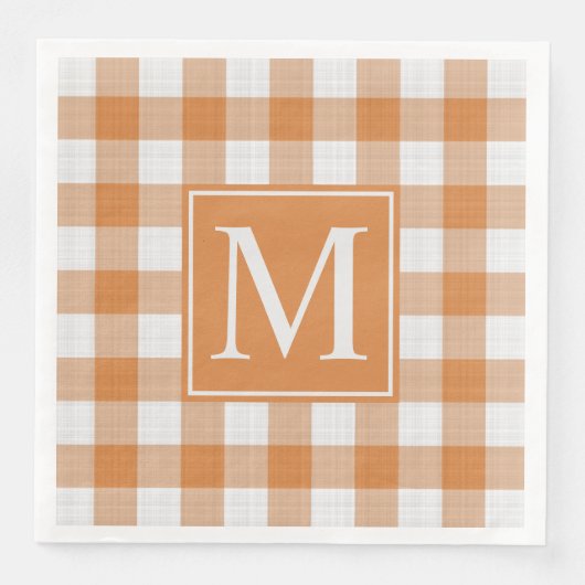 Custom Pumpkin Orange Gingham Pattern Serviette (Vorderseite)