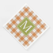 Custom Pumpkin Orange Green Picnic Gingham Pattern Serviette (Ecke)