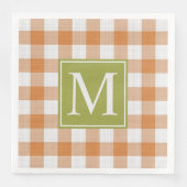 Custom Pumpkin Orange Green Picnic Gingham Pattern Serviette (Vorderseite)