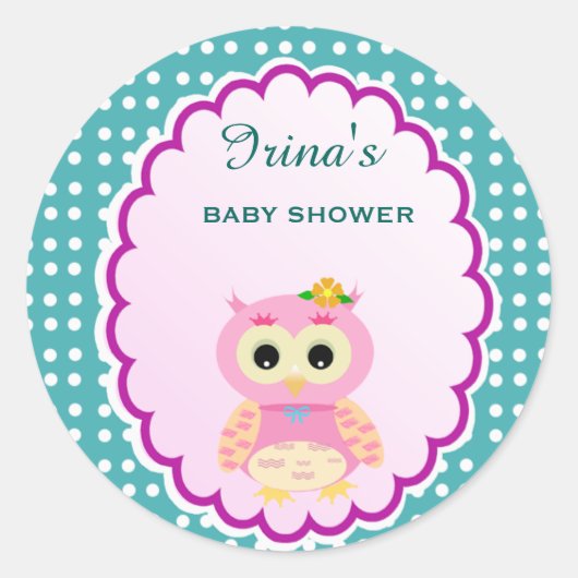 Custom Punkt Owl Baby Shooter Sticker Tag (Vorderseite)