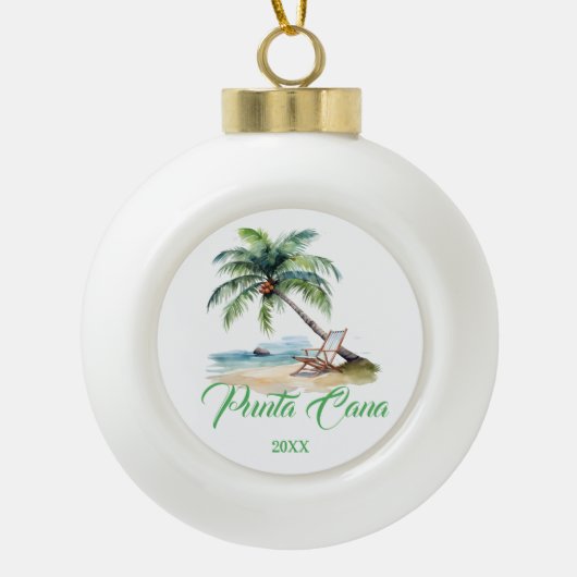 Custom Punta Cana Beach Keramik Kugel-Ornament (Vorderseite)