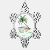 Custom Punta Cana Beach Schneeflocken Zinn-Ornament (Rechts)