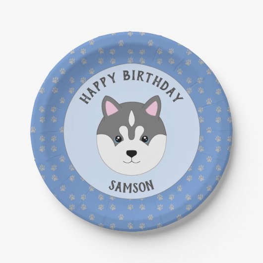 Custom Puppy Birthday Party Plate Pappteller (Vorderseite)