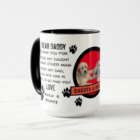 CUSTOM PUPPY DOG DADDY! KAFFEE DES VATERS TASSE (Vorderseite Links)