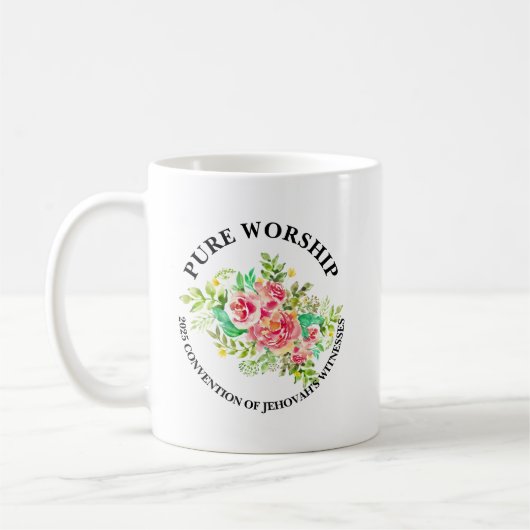 Custom Pure Worship 2025 Convention JW Gifts Kaffeetasse (Links)