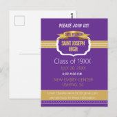 Custom Purple 50th Class Reunion Invite Postkarte (Vorne/Hinten)