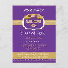 Custom Purple 50th Class Reunion Invite Postkarte