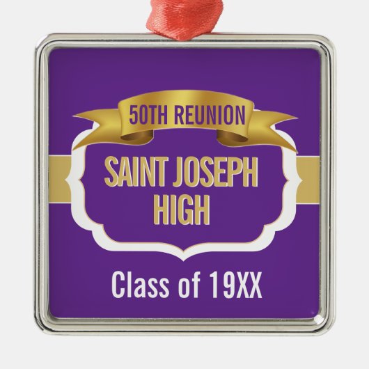 Custom Purple 50th Class Reunion  Ornament Aus Metall (Vorne)