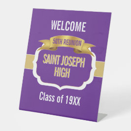 Custom Purple 50th Reunion Pedestal Sign Sockelschild