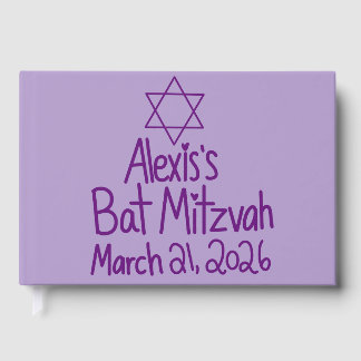 Custom Purple Bat Mitzvah Gästebuch