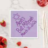 Custom Purple Bat Mitzvah Paper Napkin Serviette (Beispiel)