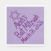 Custom Purple Bat Mitzvah Paper Napkin Serviette (Vorderseite)