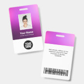 Custom Purple Employee Photo, Bar Code, Logo, Name Ausweis (Vorder- & Rückseite)