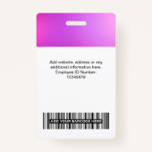 Custom Purple Employee Photo, Bar Code, Logo, Name Ausweis (Rückseite)